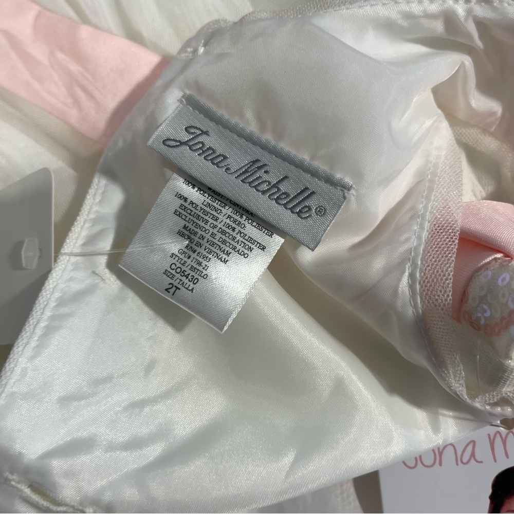 Jona Michelle Pink and White Layered Dress 2T - Picture 6 of 6